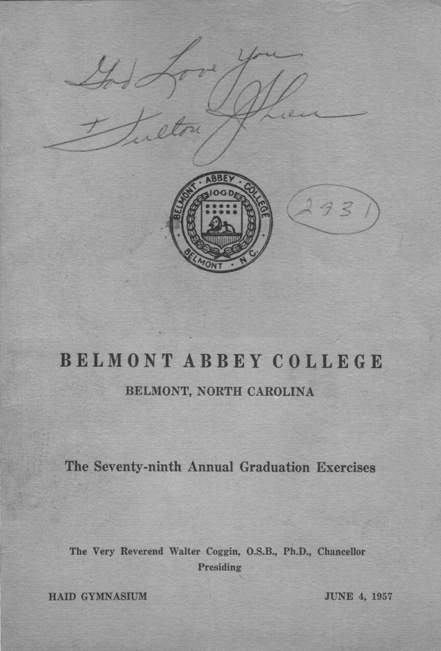 Fulton Sheen Signature 1957 Commencement Program