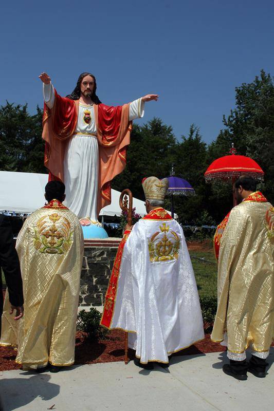 He also blessed a statue of the Sacred Heart of Jesus that stands outside the front door of St. Mary's Syro-Malabar Church.