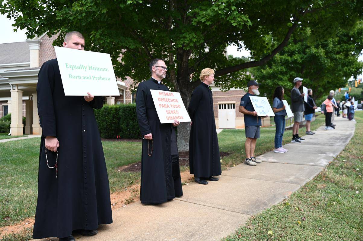 Life Chain outside St. Mark in Huntersville.
