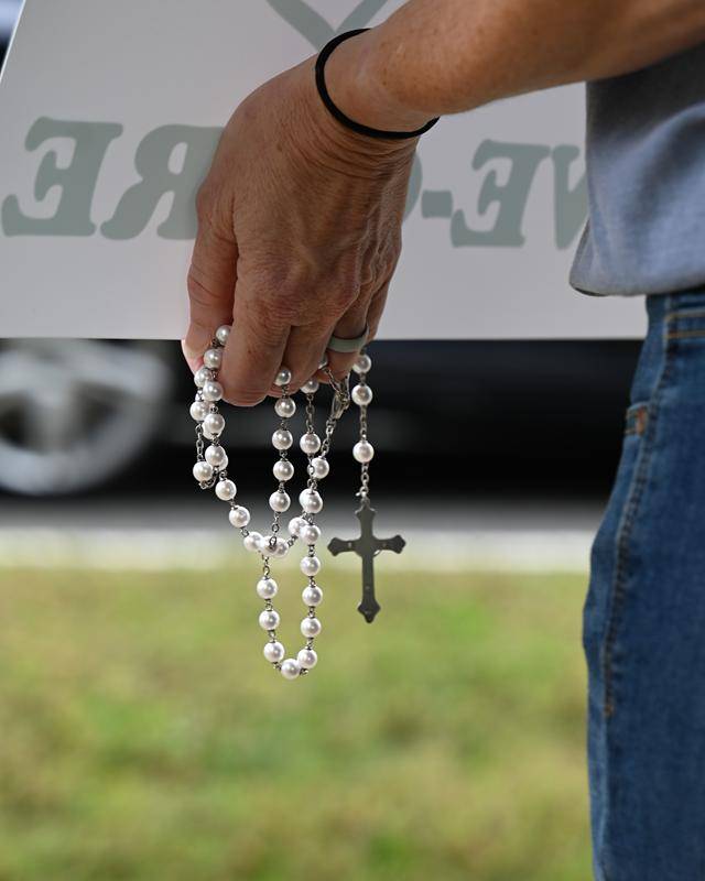 Life Chain outside St. Mark in Huntersville.