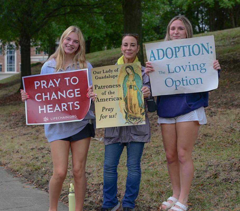 Father Patrick Cahill, St. Matthew Parish in Charlotte prayed the rosary for the sanctity of all human life during the parish’s life chain.