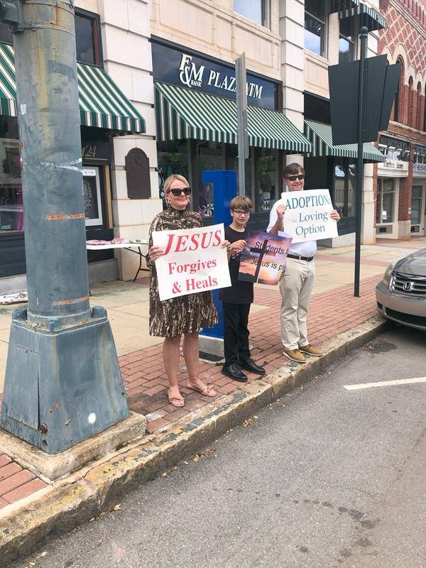 Sacred Heart parishioners witness for life. 
