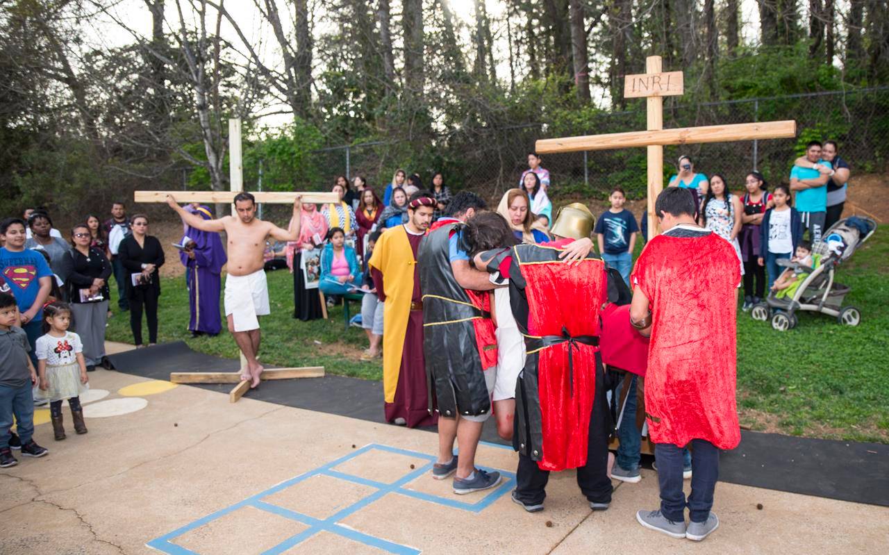 A scene from the Via Crucis held outside St. Gabriel Church (Photo by Jose Sanchez, correspondent)