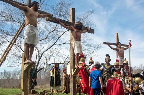 Living Stations at Our Lady of the Highways Church in Thomasville: the crucifixion. (Photo by Joe Thornton, correspondent)