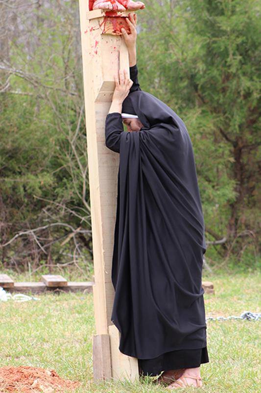 Parishioners from St. Joseph Church in Asheboro staged an outdoor Living Stations of the Cross, or Via Crucis, on Good Friday. (Photo by Amber Sheriff)