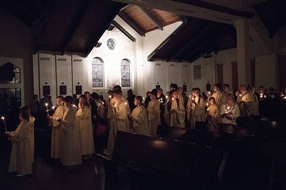 Start of the Easter Vigil Mass at St. Pius X Church in Greensboro (Photo provided by MaryAnn Luedtke Photography)