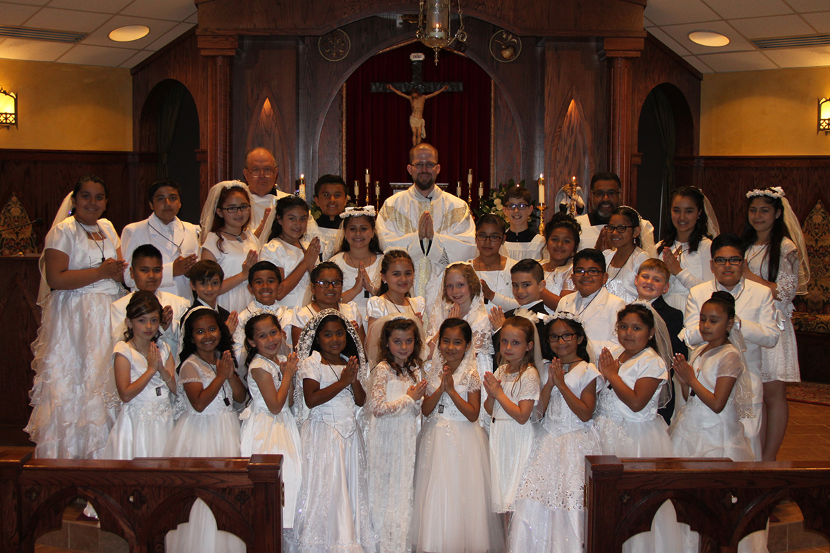 LINCOLNTON — Thirty children received the sacrament of first Holy Communion May 5 during Mass offered by Father David Miller, pastor. (Photos provided by Alison Kaczmarek)