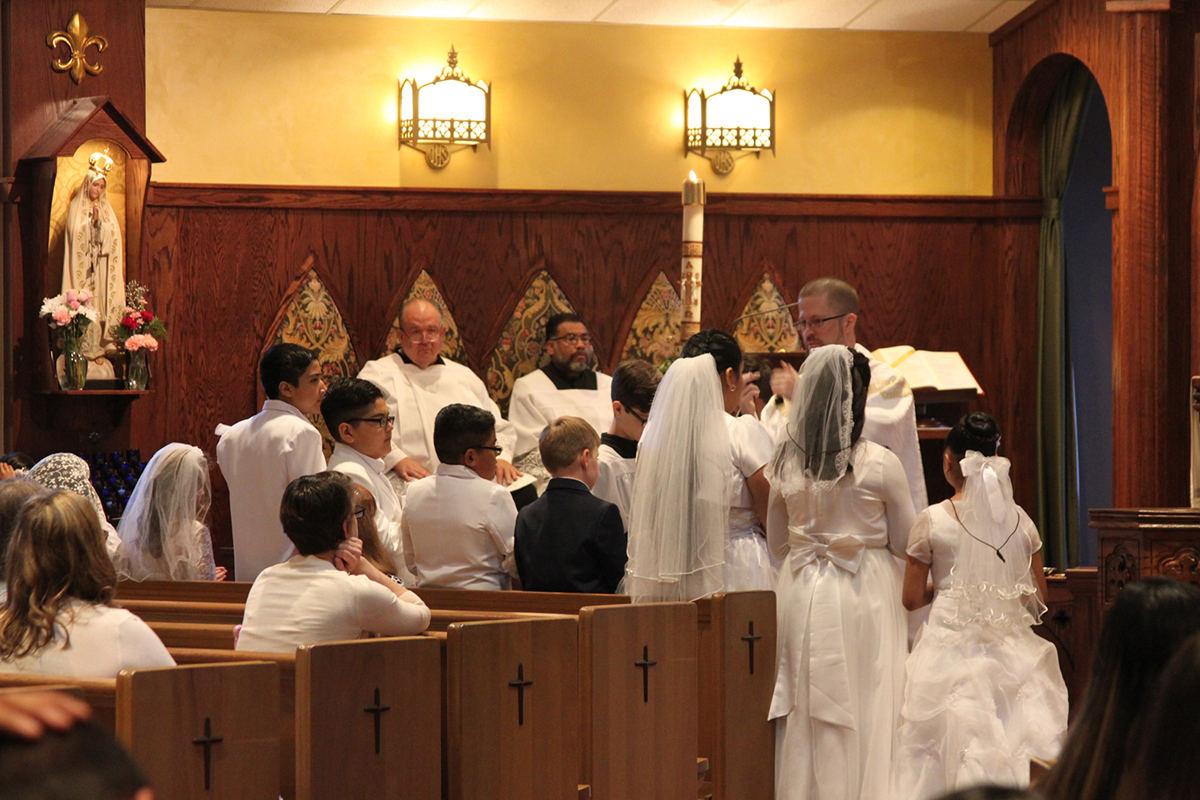 LINCOLNTON — Thirty children received the sacrament of first Holy Communion May 5 during Mass offered by Father David Miller, pastor. (Photos provided by Alison Kaczmarek)
