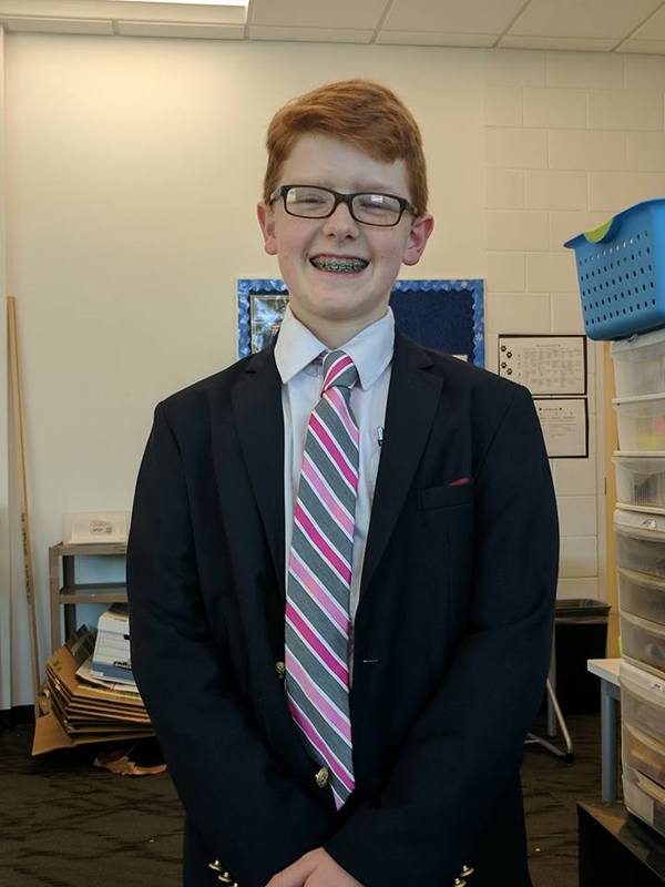 O'Brien at school. He loved to dressup and won Best Dressed this year posthumously.