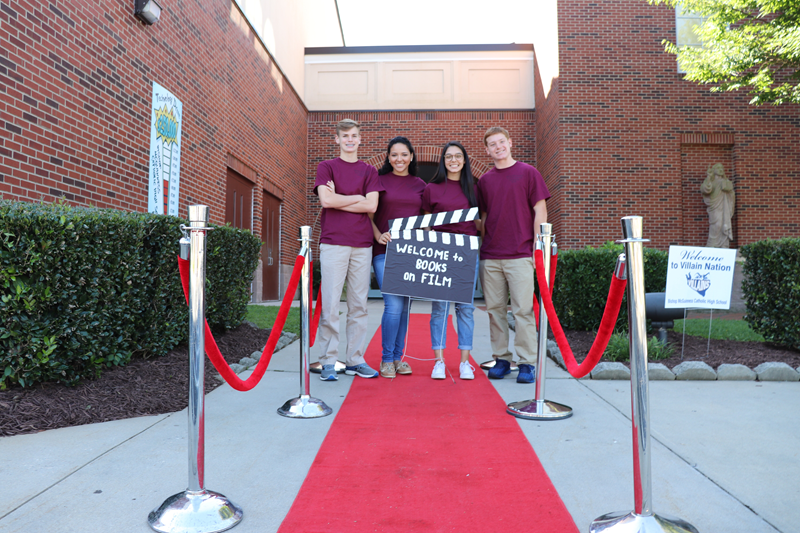 Bishop McGuinness High School in Kernersville kicked off the new school year Aug. 24 with its annual summer reading day. The summer reading program, led by student ambassadors, is in its eighth year. Pictured on the red carpet are Bishop Reading Ambassado