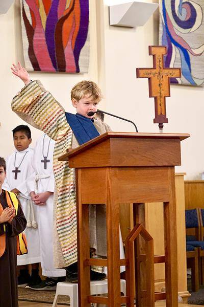 WINSTON-SALEM — Kindergarten All Saints' Day liturgy at Our Lady of Mercy School. A kindergartner as Joseph in the technicolored coat. (Photos provided by Katrina Capistrano)