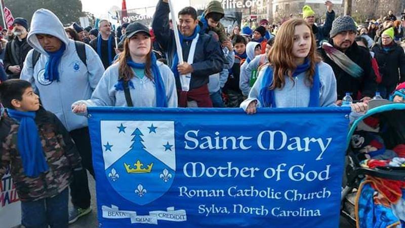 Parishioners of St. Mary in Sylva March in D.C. (Photo via Facebook). 