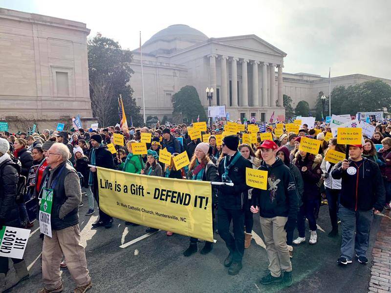 Parishioners of St. Mark Church in Huntersville March in D.C. (Photo via Facebook).