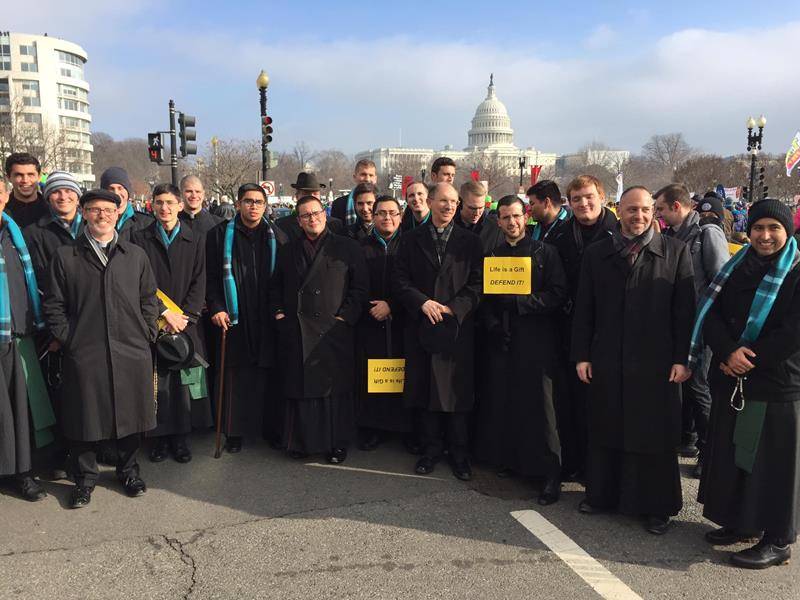 Bishop Peter Jugis, priests and seminarians from the Diocese of Charlotte take part in the March for Life in Washington, D.C.