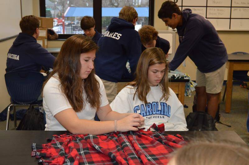 CHARLOTTE — Each grade at Holy Trinity Middle School worked on a service project Jan. 29 for Catholic Schools Week. (Photo provided by Lisa Michalski-Gilkey)