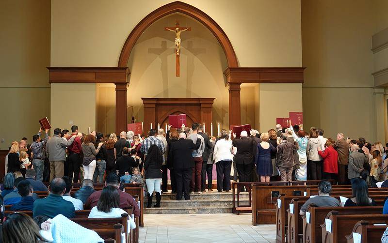Hundreds of candidates and catechumens were presented during the Rite of Election at St. Mark Church in Huntersville. (Photos provided by Amy Burger)