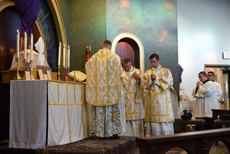 CHARLOTTE — Holy Thursday Latin Mass was celebrated at the chapel at Charlotte Catholic High School. (Provided by Markus Kuncoro)