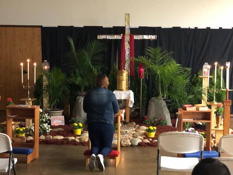 WAYNESVILLE — Holy Thursday Altar of Repose in Parish Hall at St John the Evangelist in Waynesville.  Parishioners accompanied Jesus all night until 8 a.m. Good Friday. (Photo provided by Father Richard Sutter)