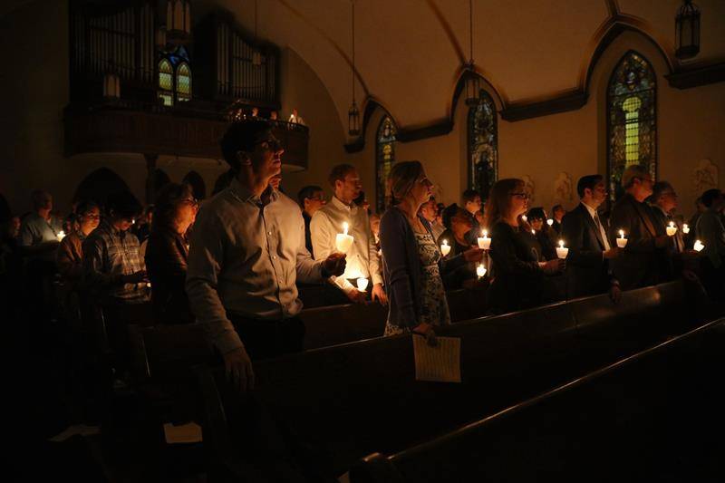 The Easter Vigil at St. Peter Church in Charlotte. (Photo by Bea Staub)