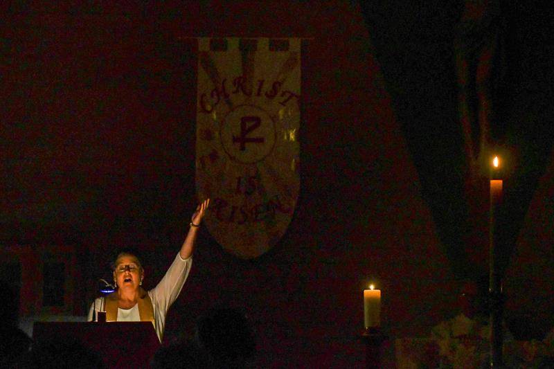 A scene from the liturgy at the Easter Vigil at St. William Church in Murphy. (Photo by Phil Roche)