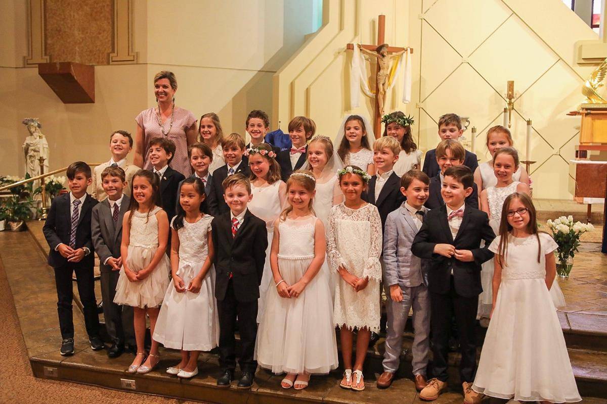 CHARLOTTE — St. Gabriel Catholic School’s May Crowning Mass was a beautiful celebration. Second graders who recently received First Communion honored our Blessed Mother. (Photo via Facebook)