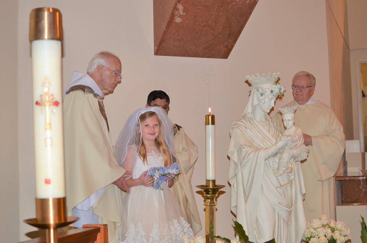 CHARLOTTE — St. Gabriel Catholic School’s May Crowning Mass was a beautiful celebration. Second graders who recently received First Communion honored our Blessed Mother. (Photo via Facebook)