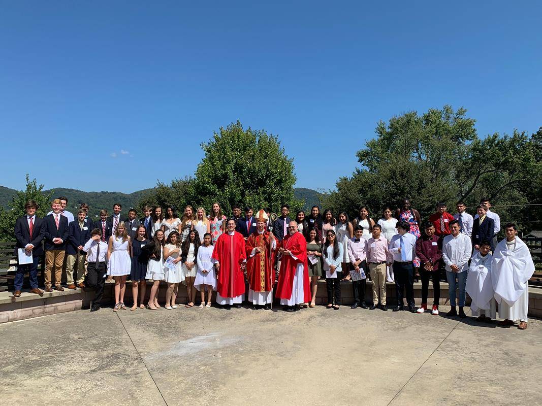 Bishop Peter Jugis confirmed young people of St. Eugene Parish in Asheville Sept. 22. (Photo provided by Tracy Jedd)