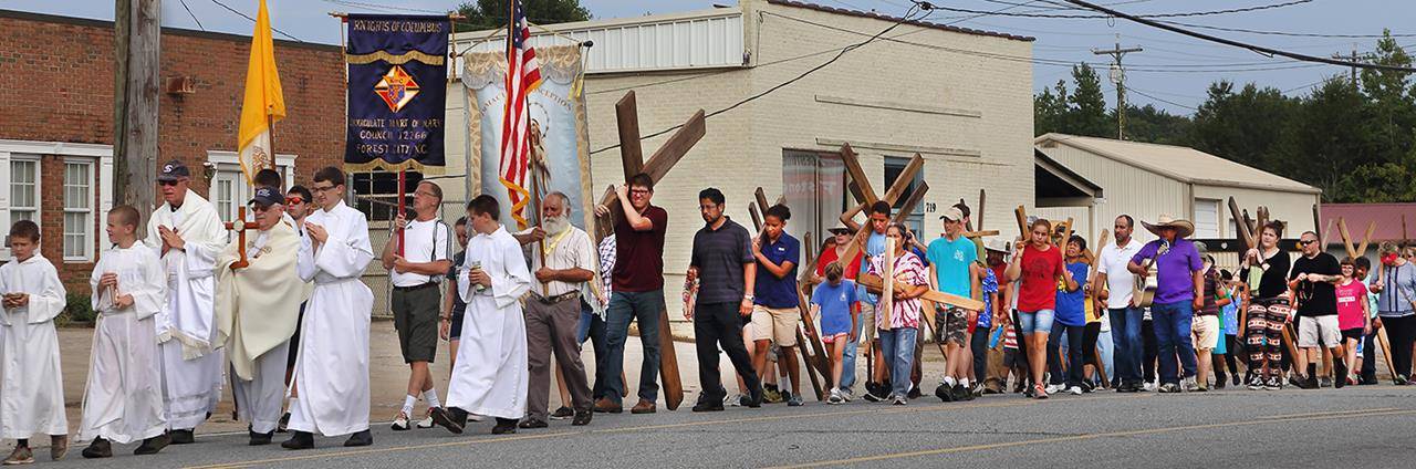 Walking to Forest City praying and singing hymns