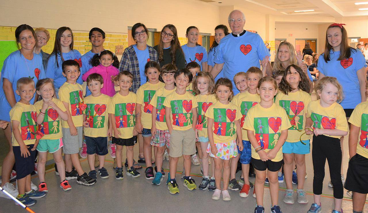 By the end of the week, a yellow brick road encircled the school cafeteria, with each paper rectangle sharing a hand-written way campers demonstrate how they are loving, brave, and strong.    (Photo provided by Darby McClatchy)