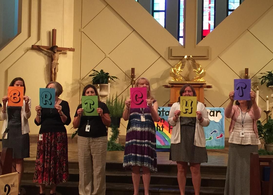 Gettingdy for Mass at St. Gabriel School. off on the 