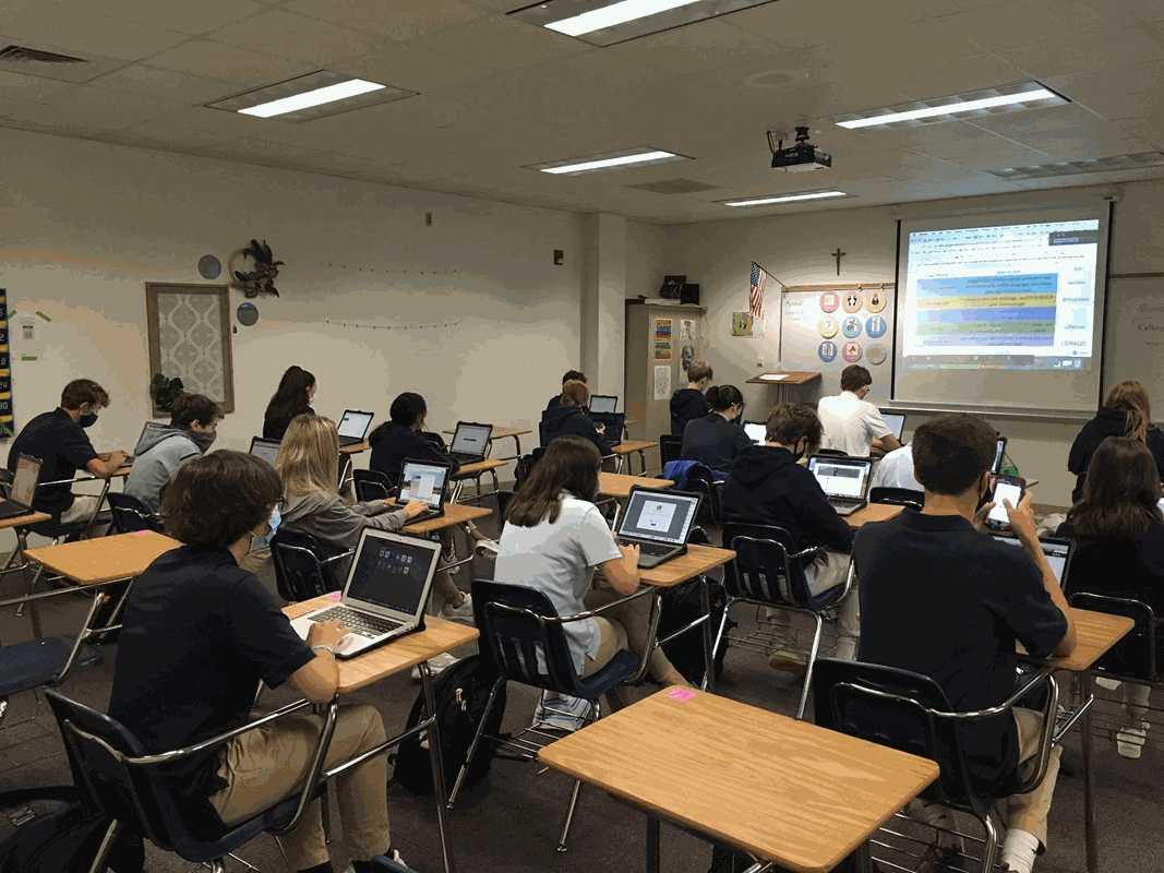 KERNERSVILLE — BMHS students spent the first days of school logging in to all the various e-learning accounts teachers will use this year for paperless classrooms, virtual students and to utilize their 1:1 student MacBooks. (Photos via Facebook)