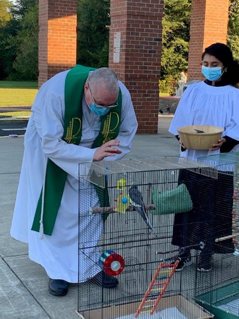 MOCKSVILLE — Dogs and birds were among the pets blessed at St. Francis of Assisi Church in Mocksville. (Photos provided by Sister Martha Hoyle)