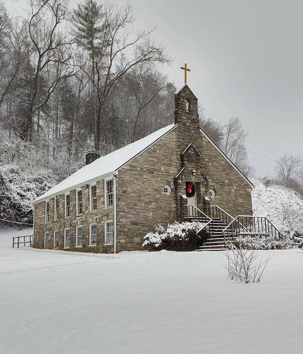 Snowfall made St. Joseph Church in Bryson City look even more beautiful at Christmas. (Photo via Facebook)