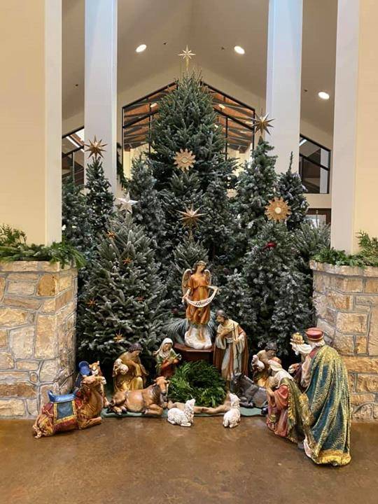 St The Nativity scene set up in the narthex before Christmas at St. Pius X Church in Greensboro. (Photo via Facebook)X 2 (Copy)