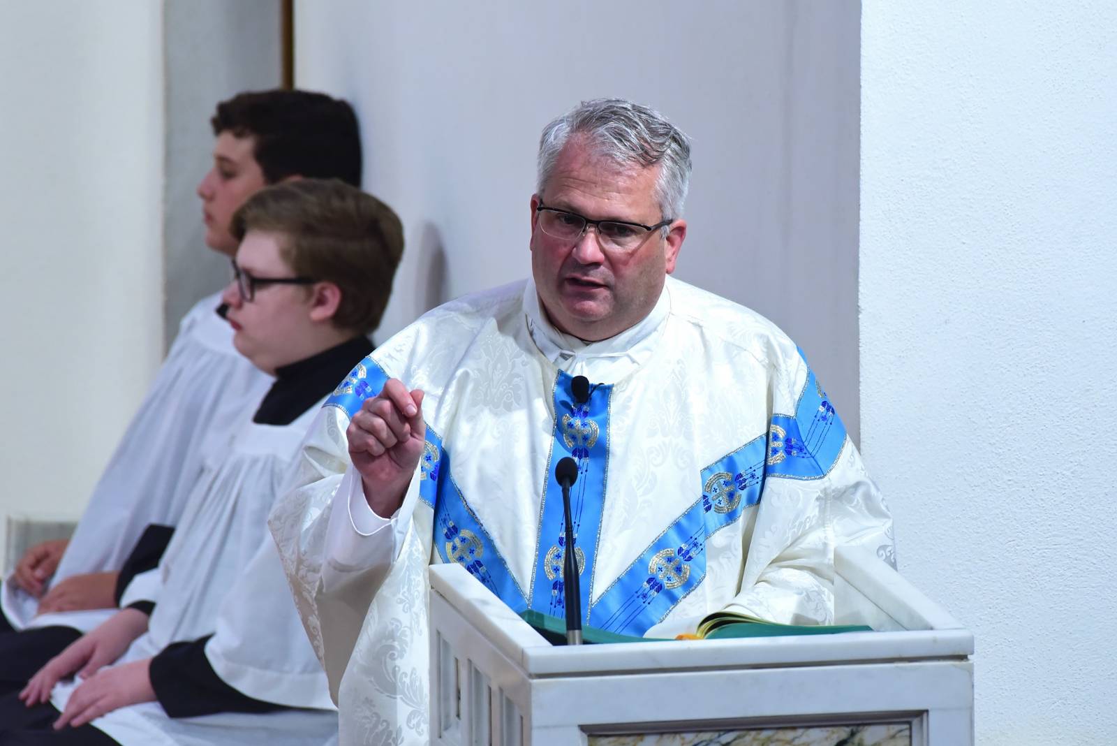 Monsignor Patrick Winslow, the diocese's vicar general and chancellor, offered the Mass and gave the homily. (Photo by James Sarkis)