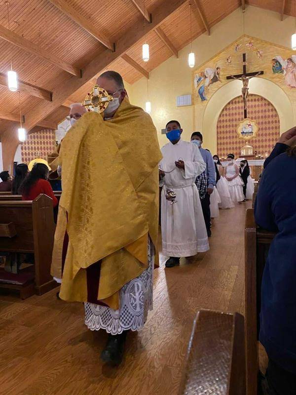 Our Lady of Lourdes Church in Monroe held a Mass and Eucharistic Procession at their parish for the Eucharistic Congress. (Photos via Facebook). 