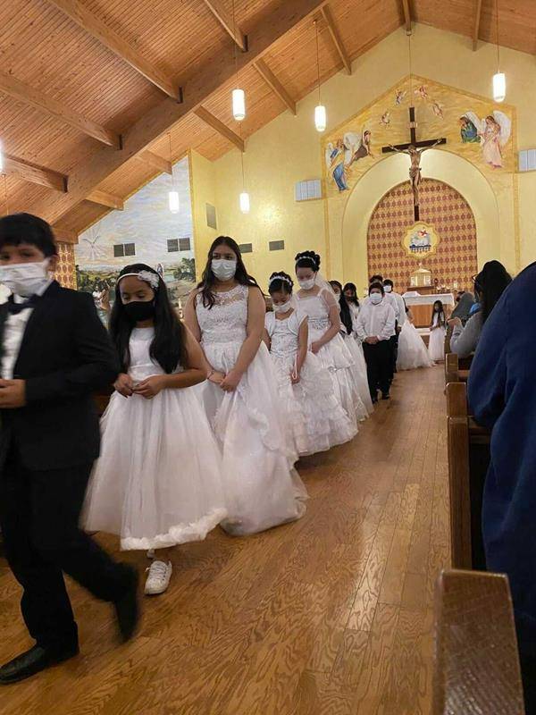Our Lady of Lourdes Church in Monroe held a Mass and Eucharistic Procession at their parish for the Eucharistic Congress. (Photos via Facebook). 