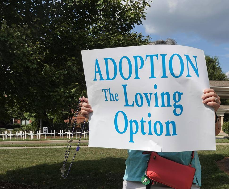 About 175 people formed a Life Chain outside St. Mark Church for Respect Life Sunday, Oct. 3. (Photos provided by Amy Burger)