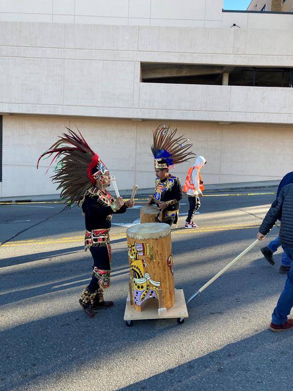 Celebrations in Marion included indigenous traditional music and dancing to honor Our Lady. The stylized, intricate dancing is considered a form of prayer that honors and gives thanks to God. (Photo provided by Alfonso Alvarez-Navarrete)