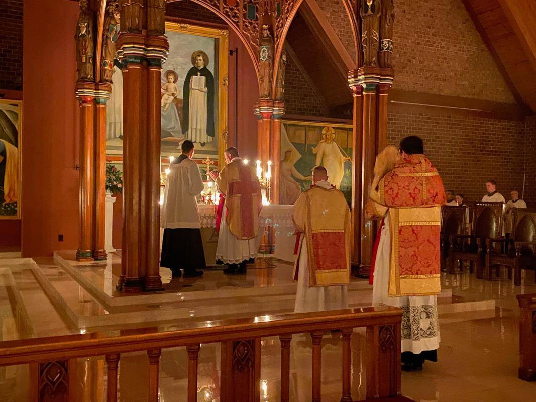 St. Thomas Aquinas Church in Charlotte welcomed Father Matthew Kauth and seminarians of the Diocese of Charlotte for the celebration of a Rorate Mass Dec 4.  (Photo via Facebook)