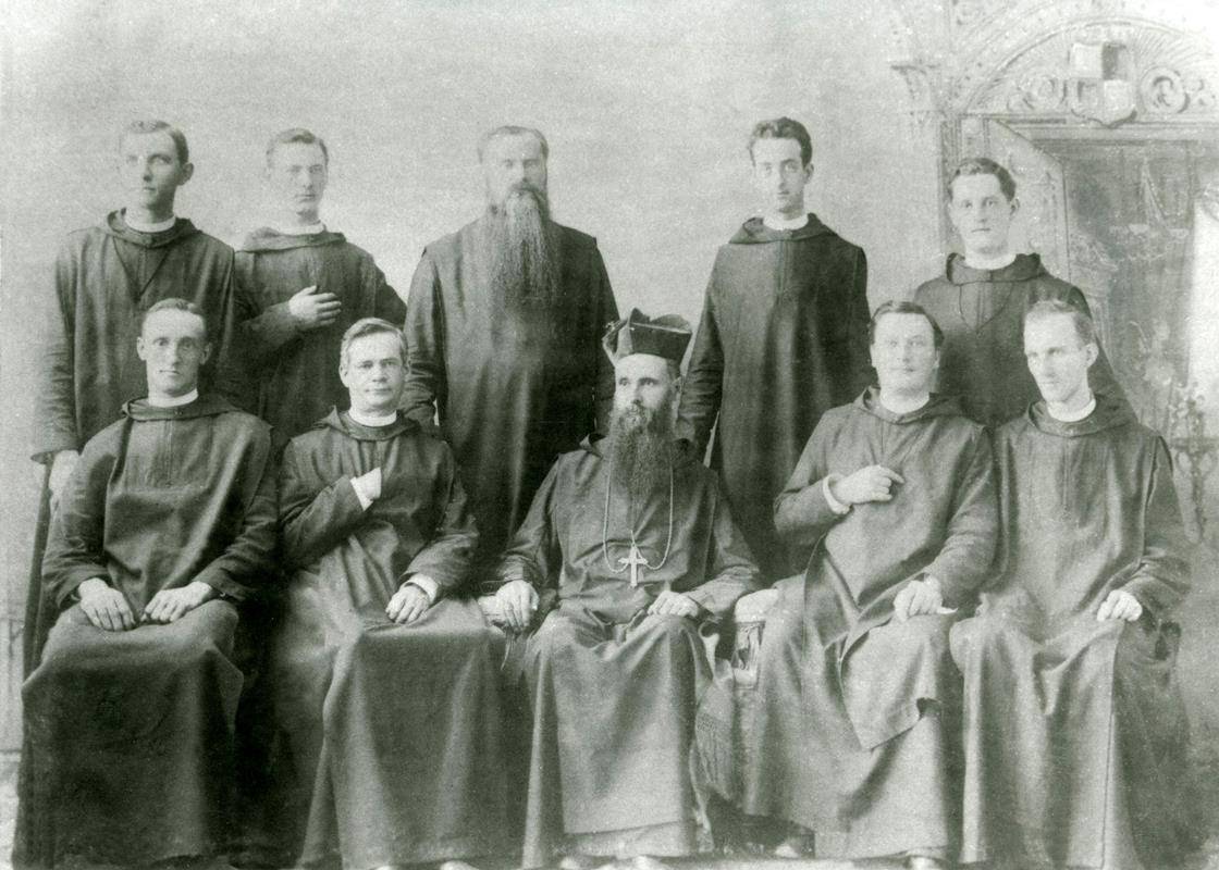 The monk professors of St. Mary’s College pose with Abbot Leo Haid, O.S.B., (center) in 1893. 