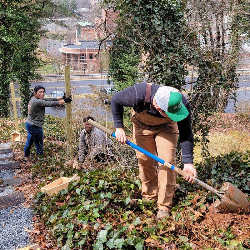Students provided the labor to install the Stations along the trail the week before Lent began, and March 4, the first Friday of Lent, Father Paul Asoh, pastor of St. Mary Mother of God Parish, blessed the Stations before the usually scheduled Friday Mass