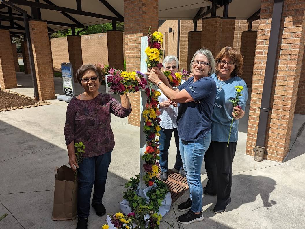 Easter Cross preparation at St. Therese Church in Mooresville. (Photo by Patricia Van Buren) 