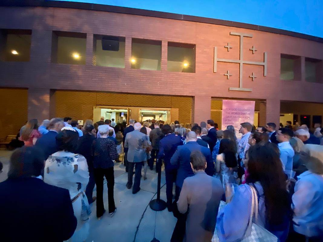 The light of Christ, rising in glory at the start of the Easter Vigil at St. Gabriel Church in Charlotte. (Photo via Facebook).