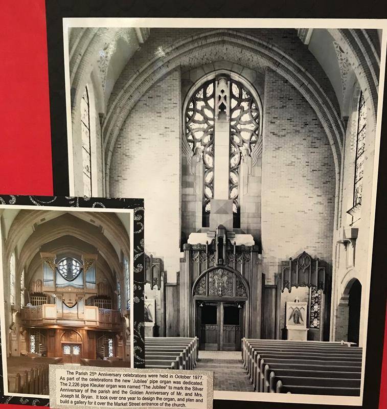 A 2,226-pipe Kleuker organ and gallery were added to the church in 1977 in honor of Our Lady of Grace’s 25th anniversary and the 50th anniversary of Kathleen Price Bryan and Joseph M. Bryan, the primary benefactors of the additions.