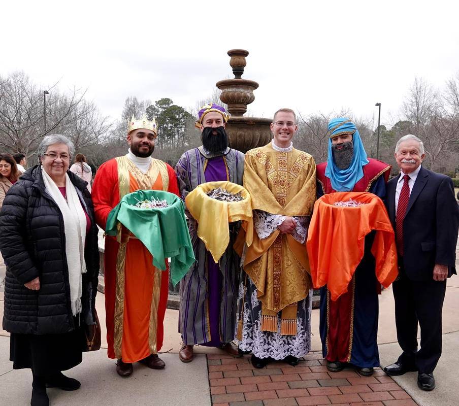 Three Kings brough candy at St. Mark Church in Huntersville