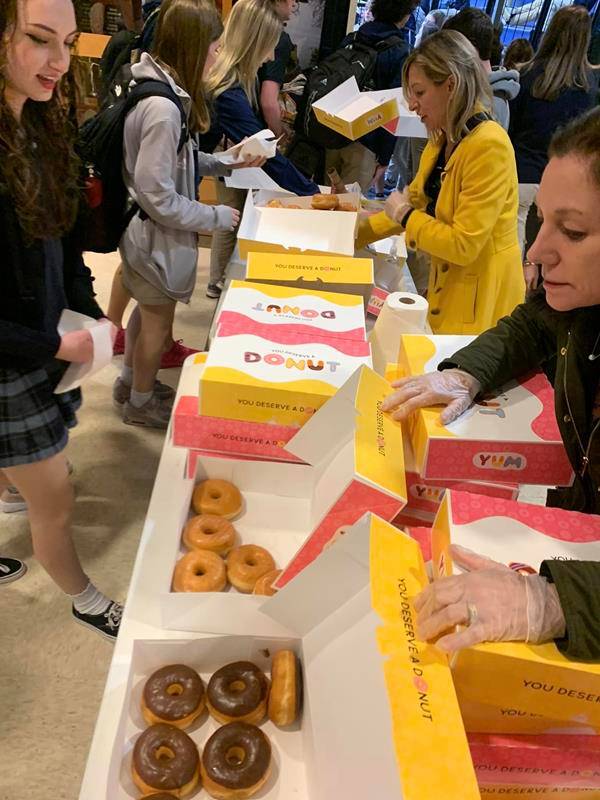 Bishop McGuinness High School kicked off Catholic Schools Week with donuts from our Family Association followed by a school wide Rosary and video message from Bishop Jugis.
