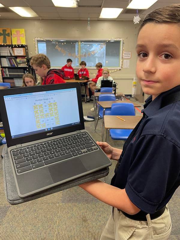 A fun bingo game was played at the end of the day - Santiago won a candy prize for calling out 