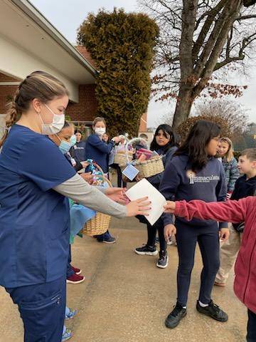 On Jan. 30, Immaculata School’s third- and fifth-grade students delivered gifts to the nurses at Pardee Hospital.