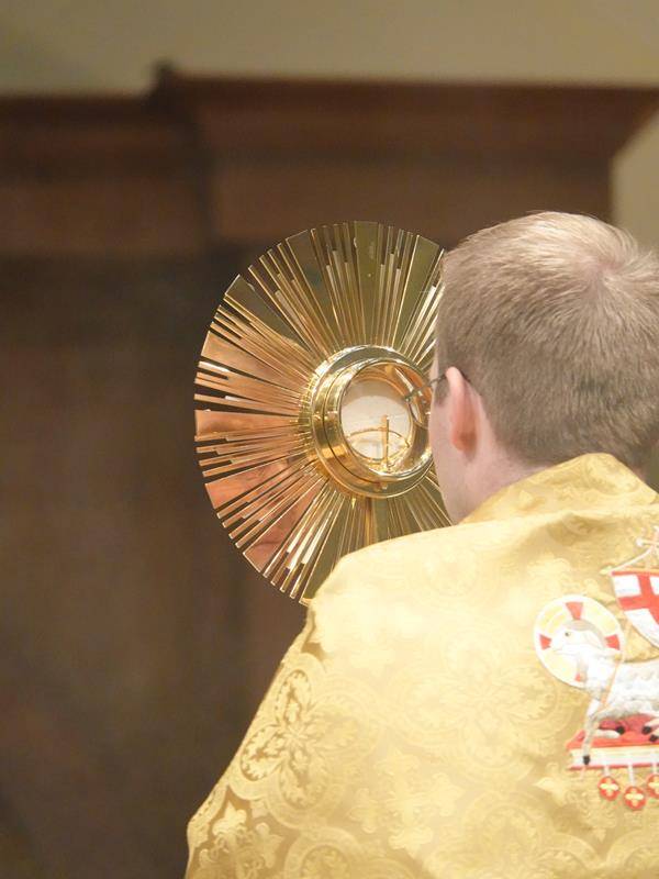 St. Mark Church in Huntersville held a Eucharistic Procession at the end of the Sunday, 9 am Mass and another at the end of the 1 p.m. Spanish Mass. 